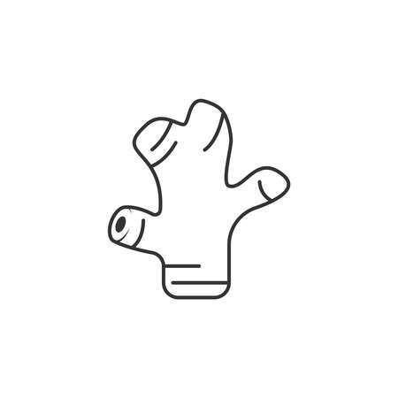 Outline icon of ginger. Ginger icon. Fresh, vegetable, yellow, ingredients and smell. Ingredients cartoon.のイラスト素材