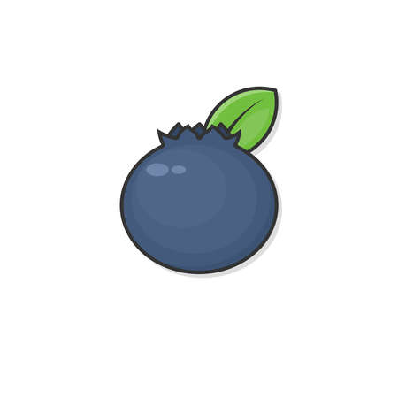 Cartoon icon of blueberry. blueberry icon. Fresh, fruit, leaf and whole. Fruit cartoon icon.のイラスト素材