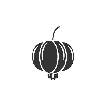 Silhouette icon of Suriname cherry (Eugenia uniflora). Pitanga icon. Fresh, fruit, leaf and whole. Fruit cartoon icon.のイラスト素材