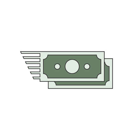 Cartoon icon of transfer money. Transfer icon. Send, money, speed and floating. Finance cartoon icon concept.のイラスト素材