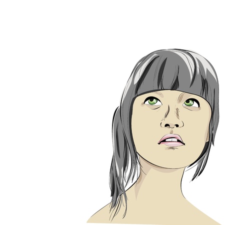 Wondering young womanのイラスト素材