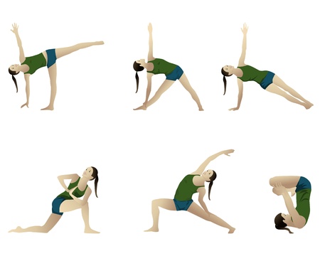 Yoga series 6 positions  on whiteのイラスト素材