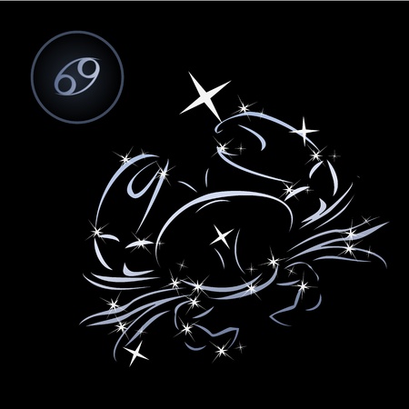Cancer Lovely zodiac signs formed by stars on black backgroundのイラスト素材