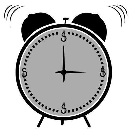 Time is money Alarm clock with dollar signs isolated on whiteのイラスト素材