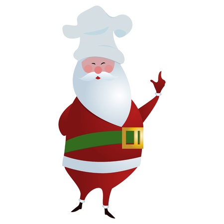 Chef Santa/Santa with chefs hat posing, isolated on whiteのイラスト素材