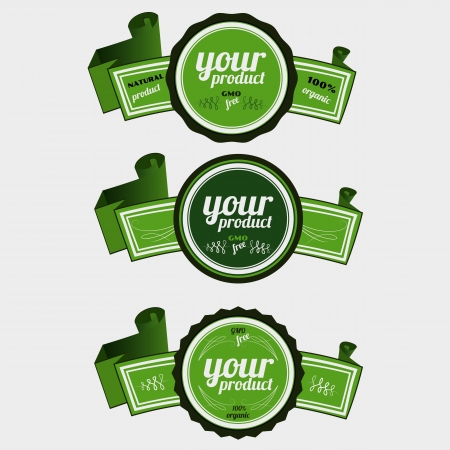 Set of retro badges Set of retro green ribbon labels のイラスト素材