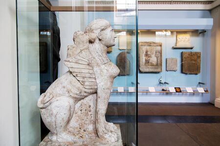 UK, London - April 08, 2015: British Museum. Woman sphinx with lion body and bird wingsのeditorial素材