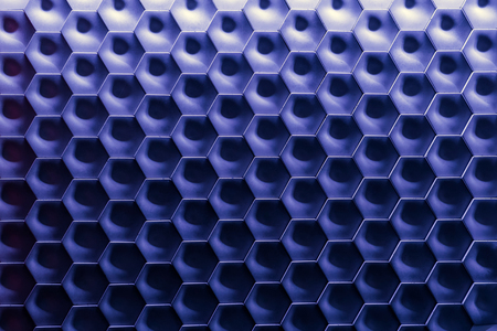 Hexagonal wall texture surface. Blue Gradient abstract pattern background