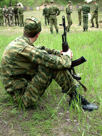 sitting soldierの写真素材