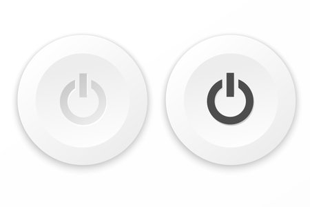 Power button. Realistic power button push. Shut down symbol. On off icon for mobile app, website, UI UX. Stock illustrationのイラスト素材