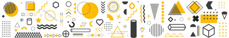 Geometric shapes. Memphis design, retro elements for web, vintage, advertisement, commercial banner,...