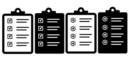 Clipboard checklist of an approved document. Project completed. Tasks vector icon. Task completed. Vector illustrationのイラスト素材