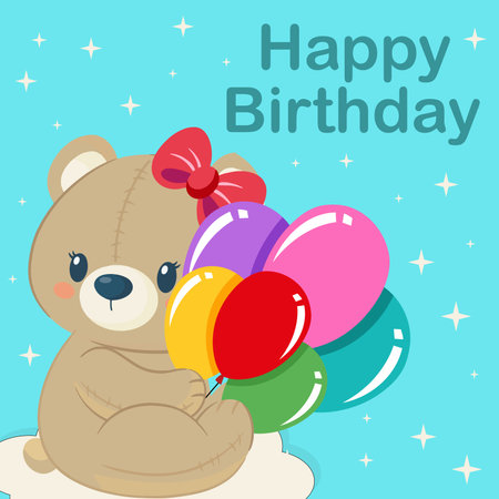 Lovely birthday cards design with cake, balloons and typography design. Abstract universal grunge artistic templates. For poster, business card, invitation, flyer, banner, email heのイラスト素材