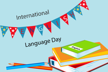 International English Language Day. April 23. Design for Banner, Poster, Flyer, Greetings Card, or Backgroundのイラスト素材