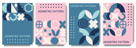Geometric business cover design. Minimalistic trendy brutalist backgrounds.のイラスト素材