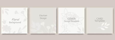 Set of covers with luxury elegant minimalist backgrounds. Editable vector template for wedding...