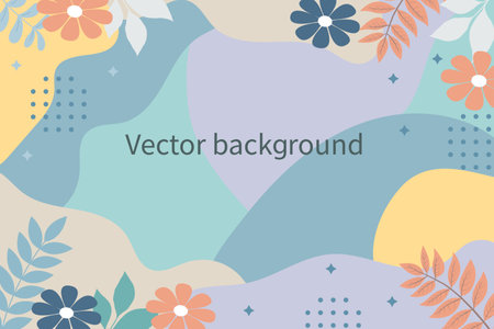Template summer banner and cover background. Colorful background with tropical plants and flowers. Modern trendy colorful design. Vector template for social media posts.のイラスト素材