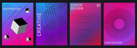 Gradient abstract cover background. Minimalist style cover template with vibrant perspective 3d...