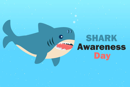 Shark Awareness Day. Shark awareness day design template for celebration, poster, banner, campaign. Vector Illustrationのイラスト素材