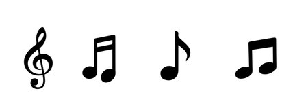 Set of Musical Notes and Clef Symbols. Simple Music Icon Vector Illustrationのイラスト素材