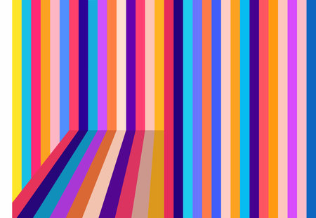 Colorful striped pattern backdrop display 3d illustration vector with perspective linesのイラスト素材