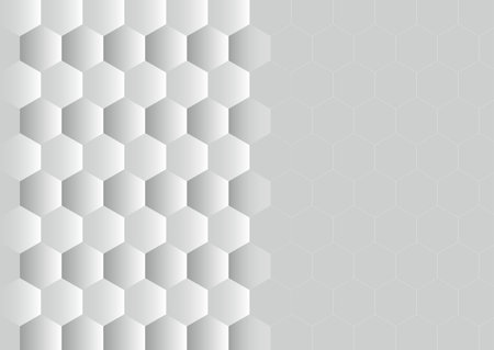 White and gray background. Geometric style. Mesh of hexagones. Mosaic template for your design