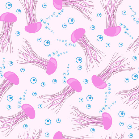 Hand drawn jellyfish. Vector illustration with watercolor. Sea collectionのイラスト素材