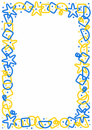 Colorful frame or border. Fun colorful line doodle shape background. Empty space for text or pictureのイラスト素材