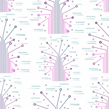 Seamless lines pattern. Isolated digital technology vector on white background