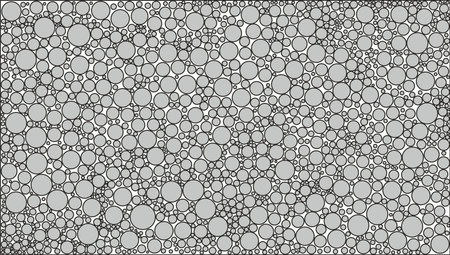 Rectangle ornamental pattern isolated on white background. Circle dots of different sizes. Gray color on blackのイラスト素材