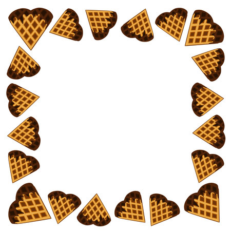 Valentines day sweet hearts. Frame, border. Hearts shape pastry. Sweet cookies. Love dayのイラスト素材