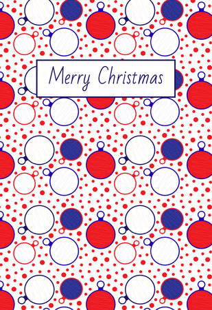 Merry Christmas card. Christmas tree toys patternのイラスト素材