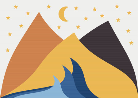 Japanese ornament line art landscape background. abstract mountain and waves banner design patternのイラスト素材