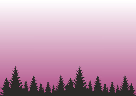 Night illustration with moon and trees firs. Sunlight, nightのイラスト素材