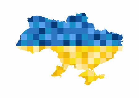 Map country ukraine vector color illustration for banner web design advertising. Mosaic or puzzle collageのイラスト素材