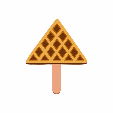 Sweet food and dessert food, vector illustration of golden brown triangle shape homemade corn dog or hot dog waffle on a stick. Isolated on white background.のイラスト素材