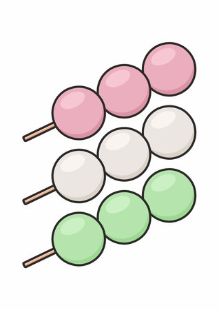 Japanese sweet , dango set on the white background. Vector illustrationのイラスト素材