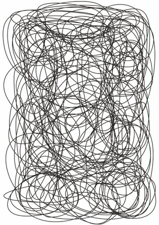 Scribble black background. Vector abstract art. Isolated on whiteのイラスト素材