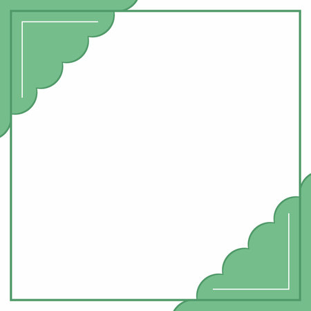 Green and white frame background color with stripe line and wavy circles shapes. Suitable for social media.のイラスト素材