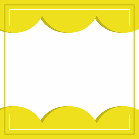Yellow and white frame background color with stripe line and wavy circles shapes. Suitable for social media.のイラスト素材