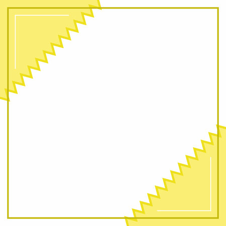 Frame or border. Yellow and white background color with stripe line and zig zag shape. Suitable for social media post.のイラスト素材
