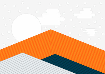 Japanese style vector background design with mountains and sky. Snow or stars.のイラスト素材