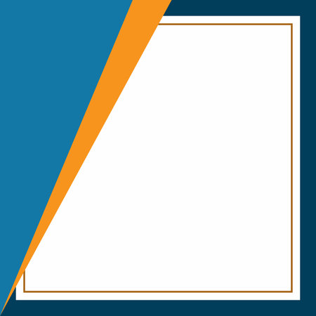 Vector polygon brochure. Abstract background pattern and square. Frame or border. Blue and orange colorのイラスト素材