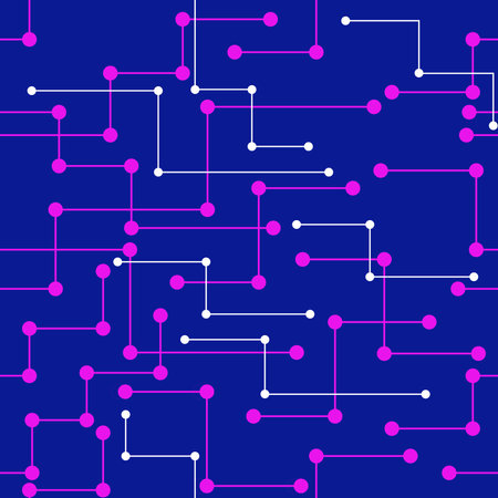 Futuristic networking technology seamless background. Blue colors. Wrapping paper, textile, print or...