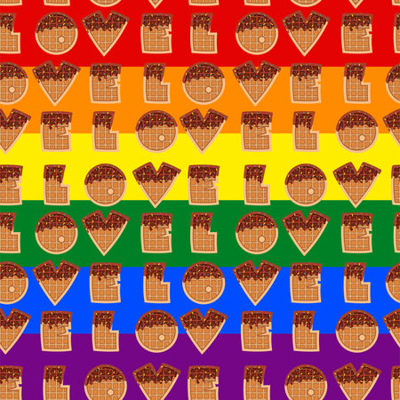 Seamless Sweet food and dessert food, vector illustration of golden brown homemade corn dog or hot dog waffle.のイラスト素材