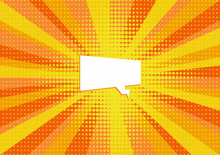 Vector yellow retro sunshine background with empty thought balloon or shouting box for text in comic book.のイラスト素材