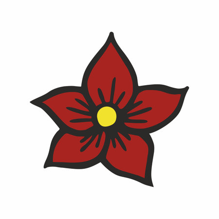 Red Christmas flower. Flat vector illustration of plant for creating Christmas designs.のイラスト素材