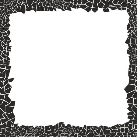 square vector frame with stones mosaic pattern. decorative border. simple black and white background. classic ornament. Empty space.のイラスト素材