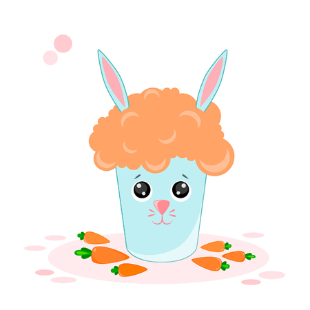 Vector illustration of a carrot cocktail, a glass of rabbit in banned style Kawaiiのイラスト素材