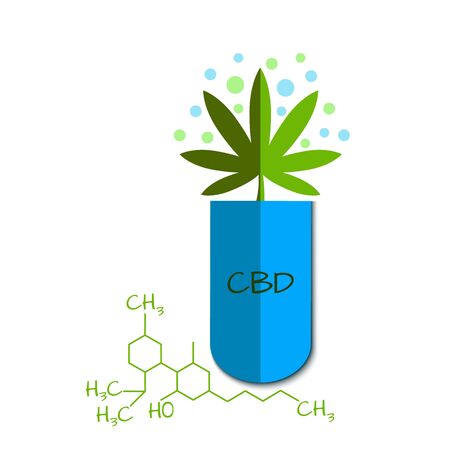 Vector graphic of a blue capsule with cannabidiolのイラスト素材